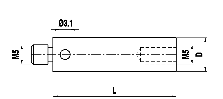 M5 титановый удлинитель щупа, L 75 мм, D 18 мм, для систем ZEISS A-5555-0155